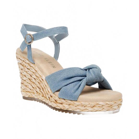 Anne Klein Wheatley Womens Denim Sandal Wedge Heels Size 10 - Picture 1 of 5